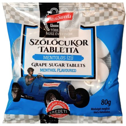 HÁZISWEETS SZŐLŐCUKOR MENTOLOS 80G