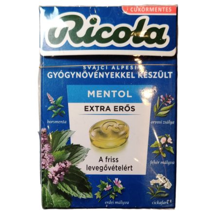 Ricola mentolos cukorka, extra erős 40 g