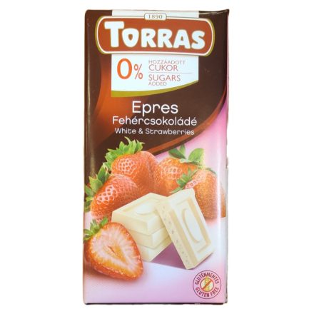 Torras fehércsokoládé eper glutén-, cukorment. 75 g