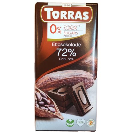 Torras étcsokoládé 72% glutén-, cukorment. 75 g